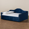 Baxton Studio Perry Blue Velvet Upholstered and Button Tufted Queen Size Daybed 156-9454
